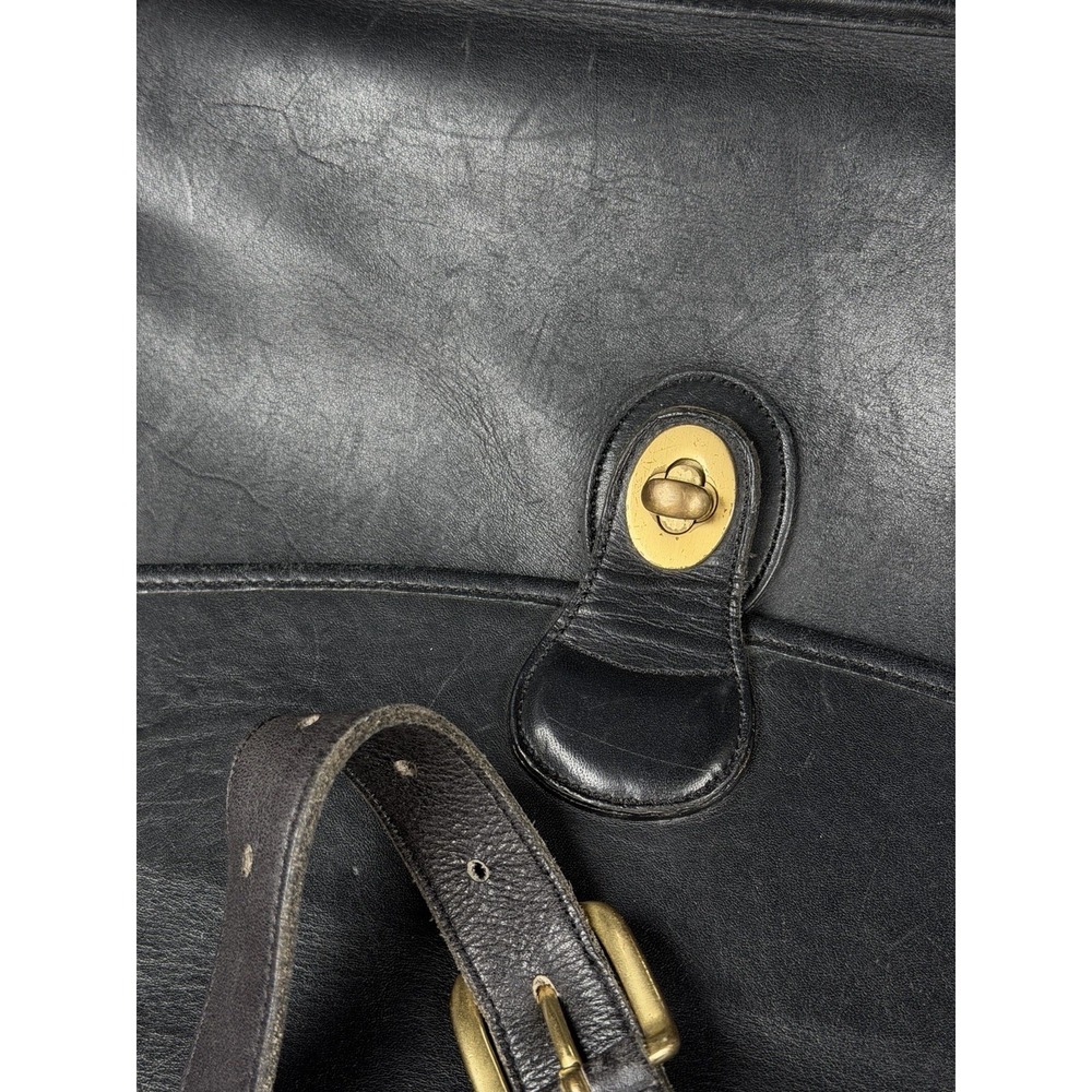 Vintage Coach Leather Briefcase Messenger Black Bag Classic Turnlock w Strap - Picture 15 of 16